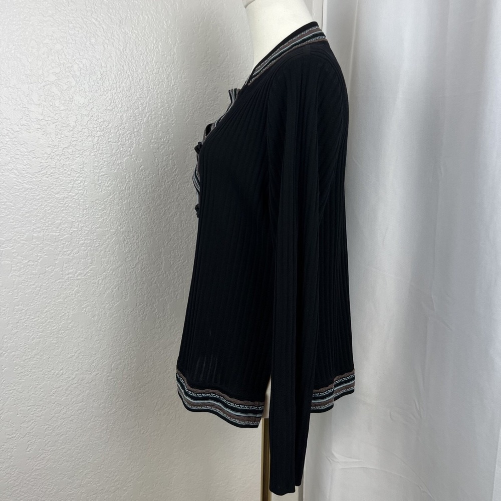 VTG Misook Sweater Womens Small Black Mandarin Collar Old Money Preppy Academia - Picture 3 of 11